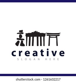 chinese build culture logo vector template
