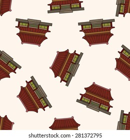 Chinese building , cartoon seamless pattern background