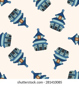 Chinese building , cartoon seamless pattern background