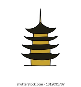 icono chino del doodle de construcción, ilustración vectorial