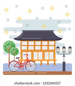Chinese building flat icon 