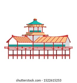 chinese building icon over white background, vector illustration