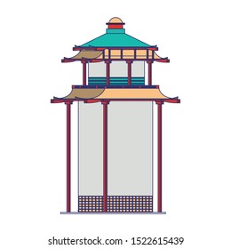 chinese building icon over white background, vector illustration