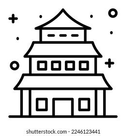 Diseño vectorial de edificios chinos, templo chino