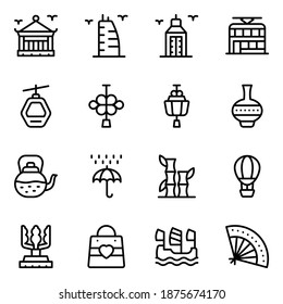 
Chinese Buildings and Traditions Solid Icons