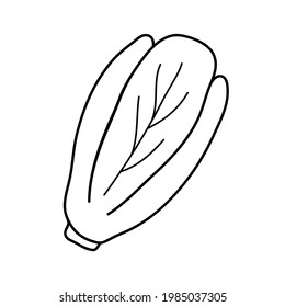 Basura china al estilo de doodle. Simple ilustración vectorial en negro aislado en un fondo blanco. Logo de vegetales frescos