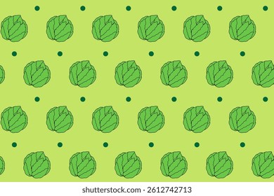 chinese cabbage with dot colorful pattern on green background. doodle cabbage vegetable symbol seamless pattern background. fresh cabbage seamless pattern for farmer, agricultural, groceries, vegan