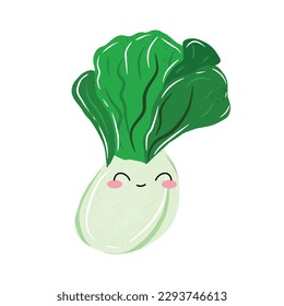 Chinese cabbage emotion isolated on white background