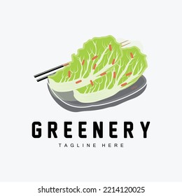 Chinese cabbage Logo Design Green Plant Vector Kimchi Food Ingredients