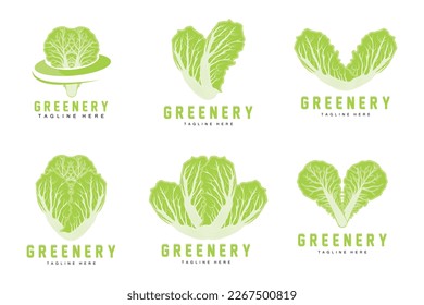 Chinese cabbage Logo Design Green Plant Vector Kimchi Food Ingredients