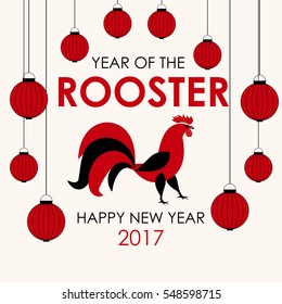 Chinese Calendar for the 2017 Year of Rooster. Vector Illustration EPS10