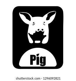 chinese calendar animal monochrome logotype pig head