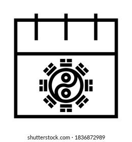 Chinese calendar icon or logo isolated sign symbol vector illustration - high quality black style vector icons
