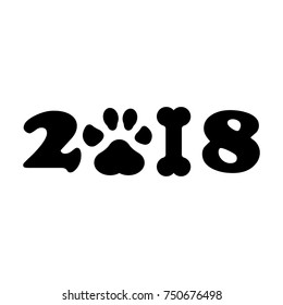 Chinese calendar for the new year of Dog 2018. Paw Print. Vector illustration. Eps 10.
