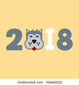 Chinese calendar for the new year of Dog 2018. Vector illustration. Eps 10.