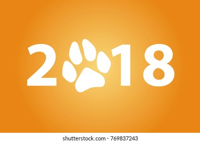 Chinese calendar for the new year of Dog 2018. Paw Print. Vector illustration