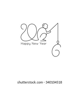  Chinese calendar for the year of monkey 2016. creative hand-drawn letter, vector