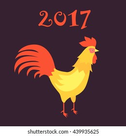 Chinese calendar for year of rooster 2017. Cock - Symbol of New Year 2017.