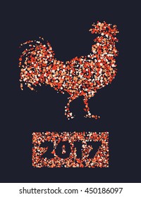 Chinese calendar for year of rooster 2017. Cock - Symbol of New Year 2017. vector illustration. Decorative ornament and glyph shape fill.  