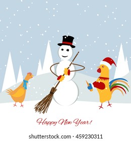 Chinese calendar for year of rooster 2017. Cock - Symbol of New Year 