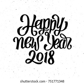 Chinese calligraphy for 2018 Happy New Year of the Dog. Hand drawn lettering text for vintage greeting card design. Vector background