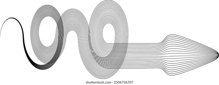 Chinese calligraphy . Asian style . Snake logo. Chinese new year 2025 zodiac snake symbol .design elements .Abstract flow linear fluid  shapes .Curved lines pattern .  Vector illustration