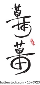 Chinese calligraphy of herbal. Isolated on white.