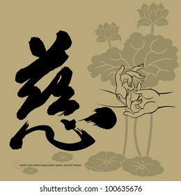 Chinese calligraphy of Kindly/ Benevolent.