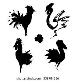 Chinese Calligraphy of rooster, vector illustration