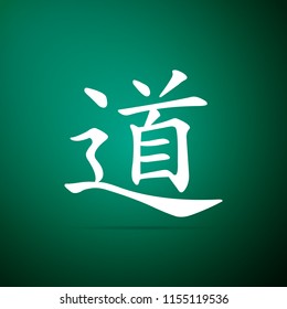 Chinese calligraphy, translation Dao, Tao, Taoism icon isolated on green background. Flat design. Vector Illustration