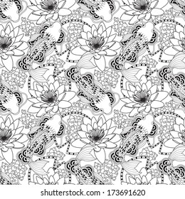 Chinese carps seamless pattern