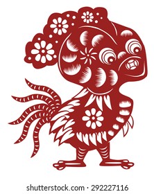 Chinese cartoon chick paper cut