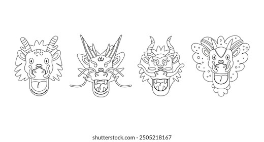 Chinese cartoon dragon outline mask for Chinese New Year