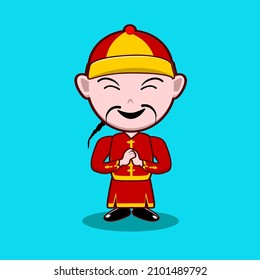 Der chinesische Cartoon mit Hutvektor