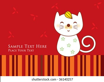 chinese cat greeting in red