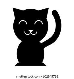 chinese cat lucky icon vector illustration design