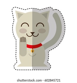 chinese cat lucky icon vector illustration design