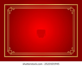 chinese certificate frame rectangle, red background, certificate line frame, antique china border gold frame, chinese new year frame outline