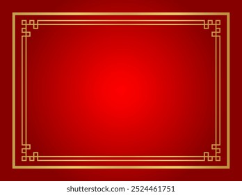 retângulo do quadro do certificado chinês, fundo vermelho, quadro da linha do certificado, quadro de ouro da borda da china antiga, esboço do quadro do ano novo chinês