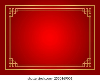 chinese certificate frame rectangle, red background, certificate line frame, antique china border gold frame, chinese new year frame outline