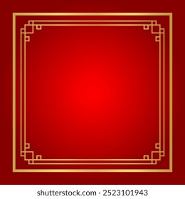 chinese certificate frame square, red background, certificate line frame, antique china border gold frame, chinese new year frame outline