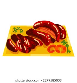 Chinese Char Siu - Chinese BBQ Pork vector illustration, clipart cartoon style. Asian food. Chinese cuisine. Chinese food.