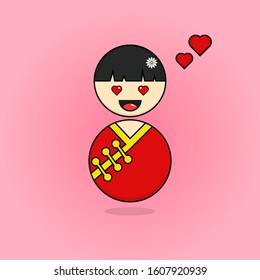 Chinese characters with expressions are in love