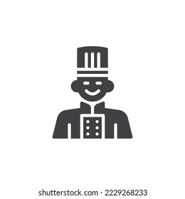 Icono vectorial del chef chino. signo plano relleno para concepto móvil y diseño web. Icono de glifo uniforme de chef chino. Símbolo, ilustración del logotipo. Gráficos vectoriales