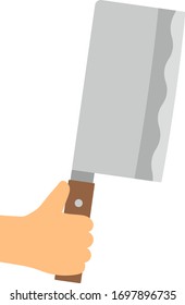 Chinese chef's knife held in hand.