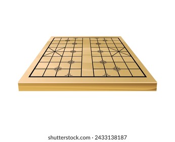 Chinese chess. Chess board on white background. Vector 3d illustration