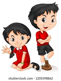 Chinese children character on white background illustration