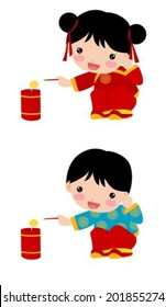 Chinese children and firecrackers 