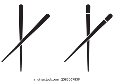 Chinese chopsticks icon black color outline. chopsticks flat vector icon, Simple line logo icon design Hand Drawn Chop Sticks Illustration. Doodle Vector, eps 10