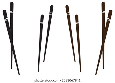 Chinese chopsticks icon black color outline. chopsticks flat vector icon, Simple line logo icon design Hand Drawn Chop Sticks Illustration. Doodle Vector, eps 10